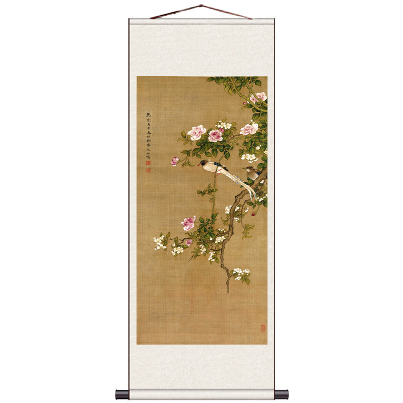 Traditional Chinese Painting Reproduction - Peony Flowers 「Bringing Endless Glory and Wealth」Silk Scroll Hanging Painting-04
