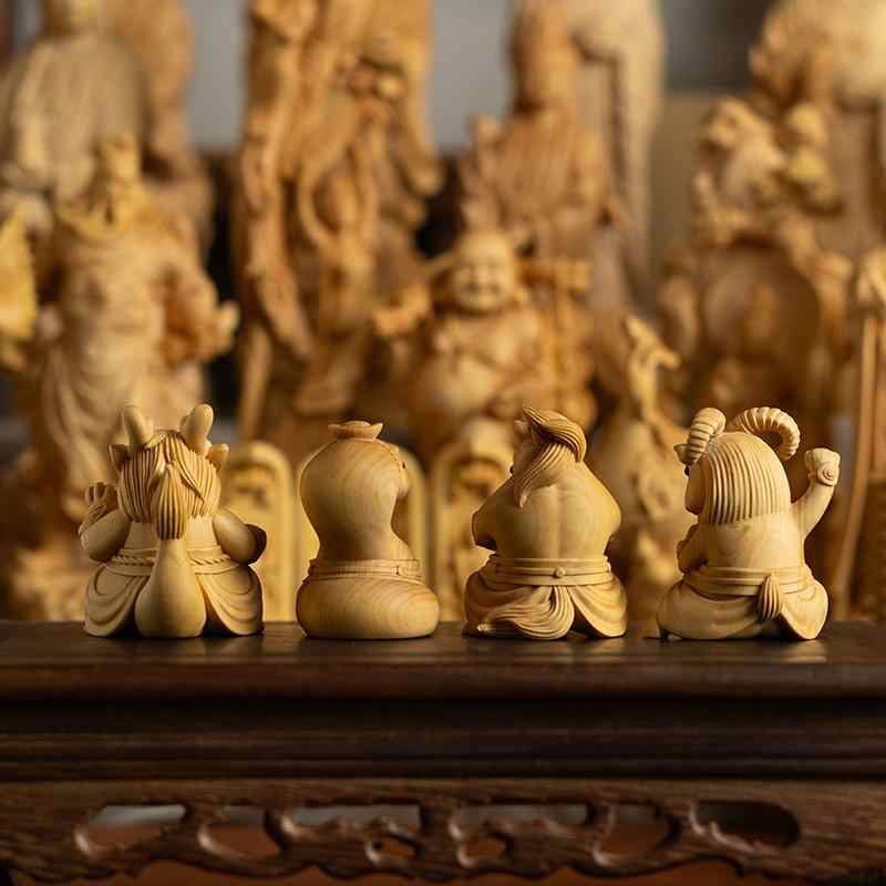 Boxwood Zodiac Animal Carvings – Chinese-style Collectible Art & Birthday Gift-04