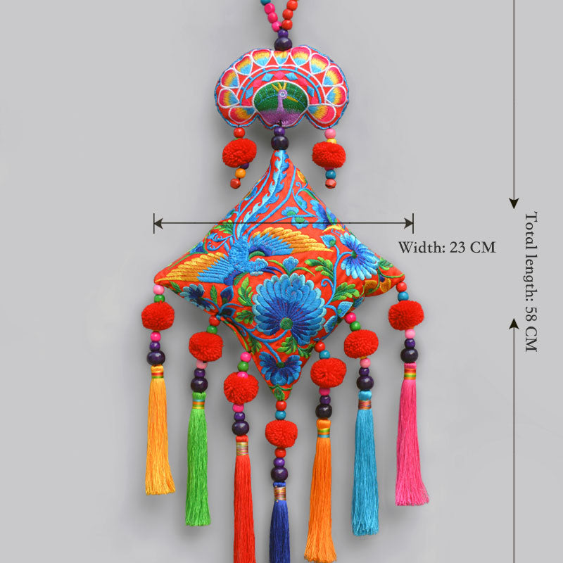 Handmade Embroidered Peacock Opening Screen Chinese Ethnic Style Embroidery Fabric Wall Hanging Decoration-04