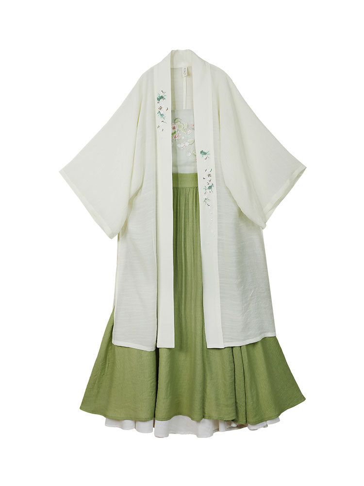 Green Modern Hanfu Dress for Women's Everyday Commute-06