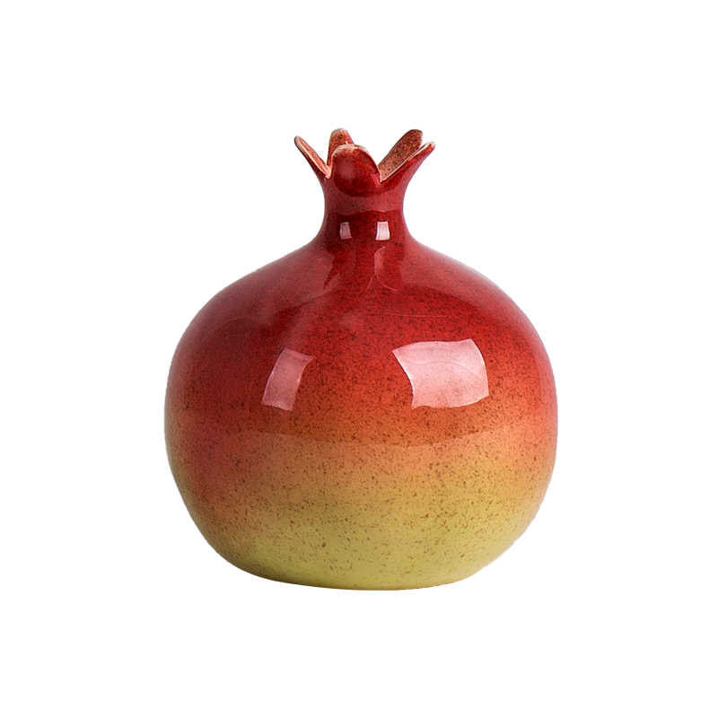 Chinese Auspicious Red Pomegranate-Shaped Ceramic Vase Decoration-05