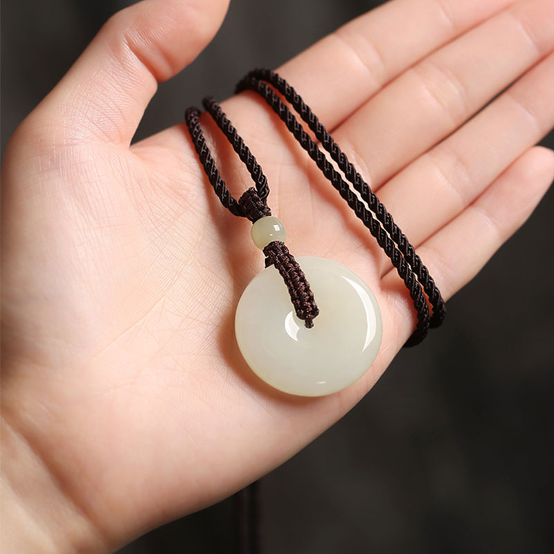 Natural Hetian Qingshui Jade Ping An Kou Jade Pendant Necklace Couple Gift-06