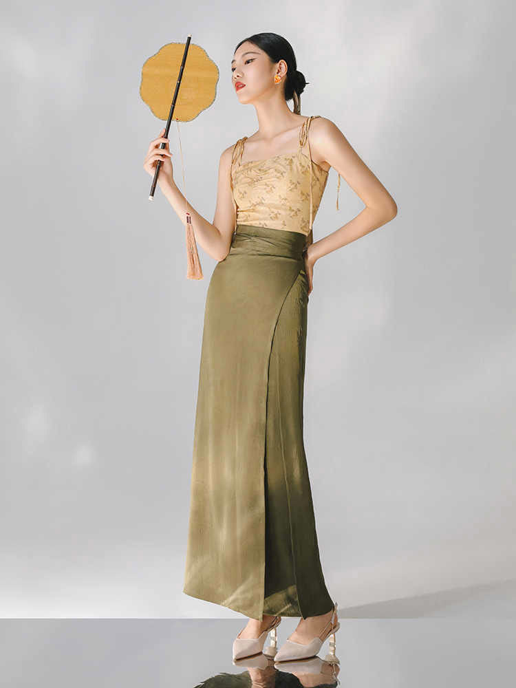 Summer Afternoon – Song Dynasty Inspired Three-Piece Modern Hanfu Skirt Set Chinese Style Outfit-04