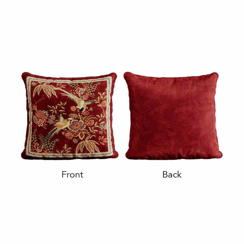 Chinese Red Cushion Series - Gourd / Butterfly / Lantern / Square Shaped Throw Pillow for Home Decor-06