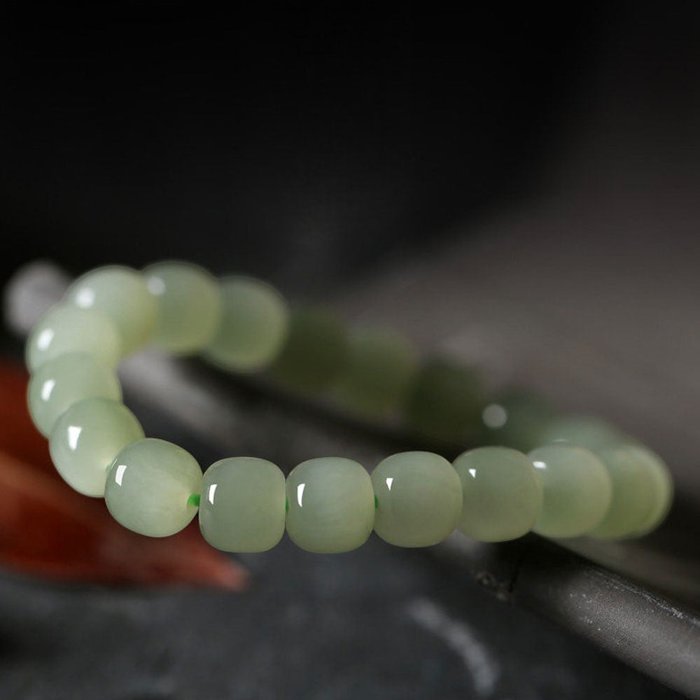 Natural Hetian Qing Jade Bracelet - Lake-Water Green Tone-03