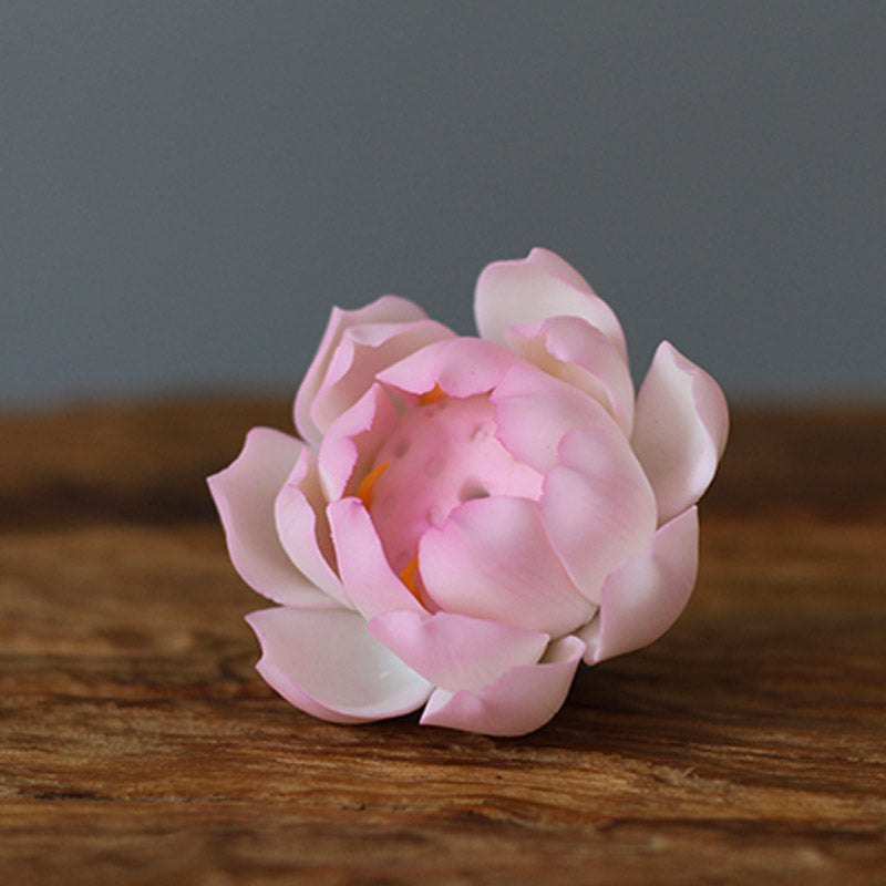 Handcrafted Pale Pink Ceramic Lotus Incense Burner and Holder-05