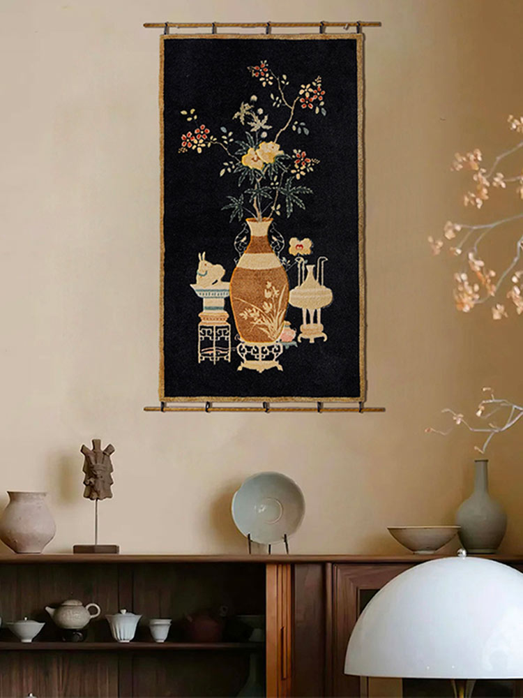 Oriental Classical Vase & Blossom Tapestry Wall Decor-08