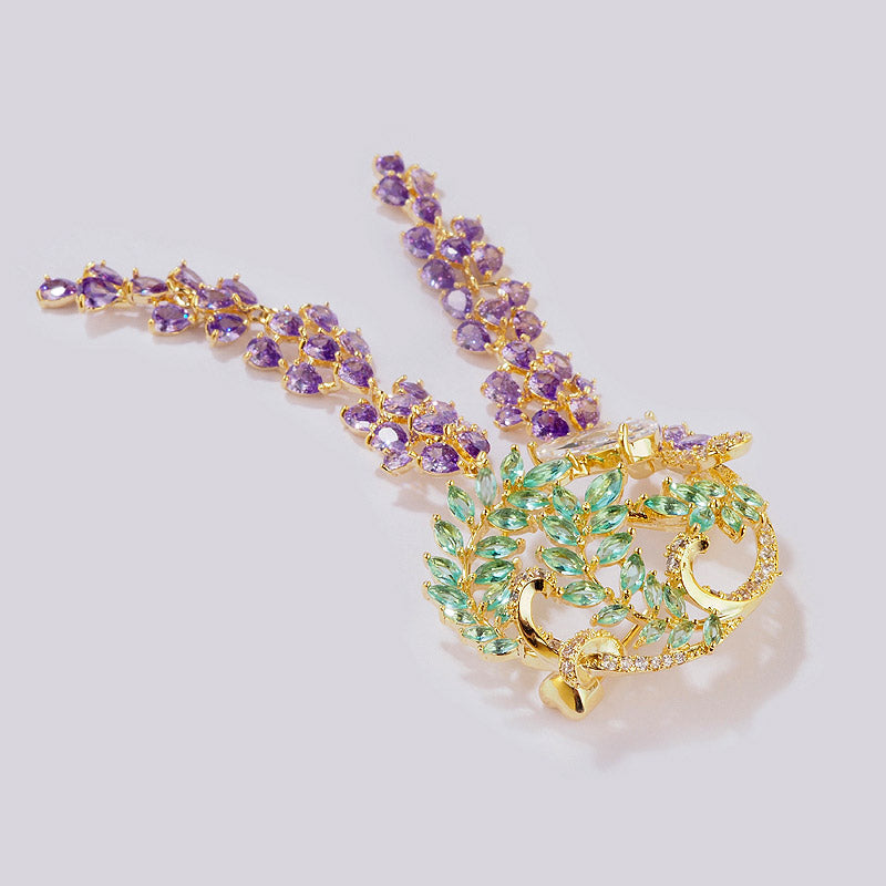 Nature Inspired Romantic Purple Wisteria Exquisite Crystal Tassel Brooch Pin Jewelry Gift-04