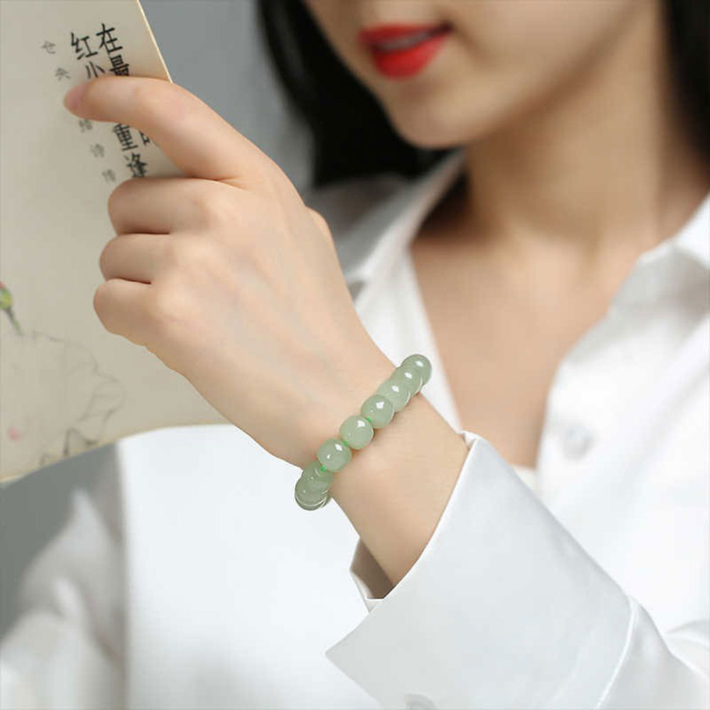 Natural Hetian Qing Jade Bracelet - Lake-Water Green Tone-05
