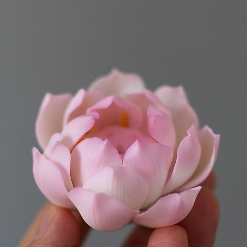 Handcrafted Pale Pink Ceramic Lotus Incense Burner and Holder-04