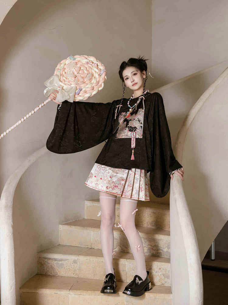 Loong Bestows Auspiciousness – Chic Chinese Style Mini Mamian Skirt Neo-Hanfu Skirt Set-07