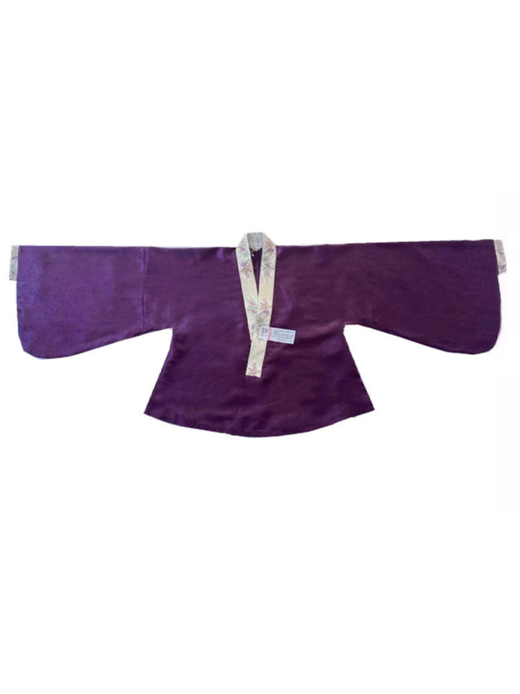 Chinese Style Purple Pipa Sleeve Jacquard Dark Embroidery Ming Dynasty Cross-collar Top Blouse-05