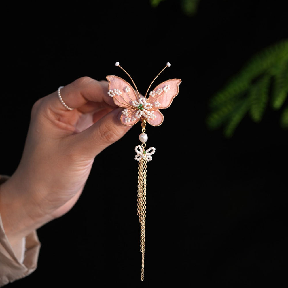 Chinese Ronghua Butterfly Tassel Brooch — Elegant Gift for Her-05