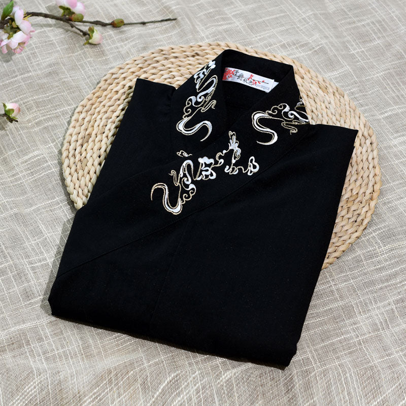 Morden Chinese Style Embroidered Crane Cross Collar Hanfu Shirt Top-03