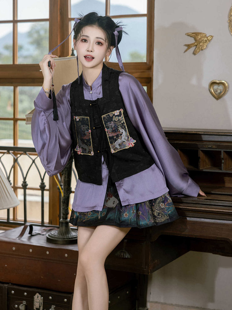 Nine-Colored Deer Inspired - Chic Mini Mamian Skirt Neo-Hanfu Skirt Set-04
