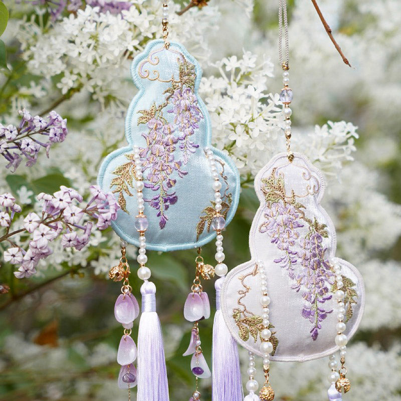 Wisteria Embroidery Auspicious Gourd Pendant Hanfu Pendant Accessory Chinese Gift-02