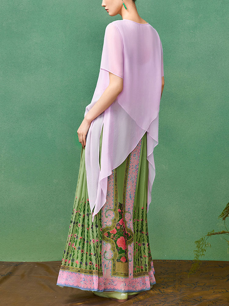 Bohemian Chinese Silk Mamianqun Horse-Face Skirt – Floral Print Wrap Skirt Women-04