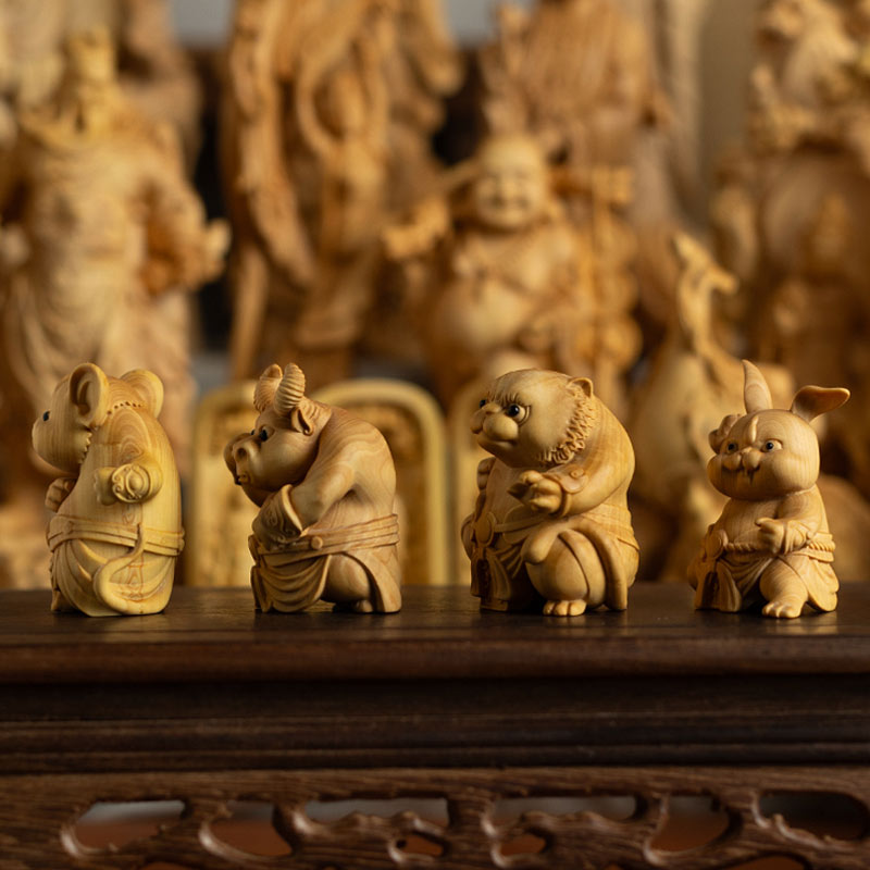 Boxwood Zodiac Animal Carvings – Chinese-style Collectible Art & Birthday Gift-05