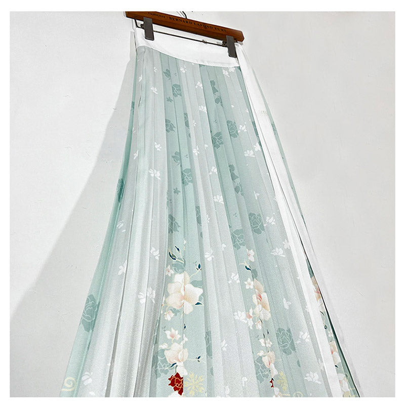 Chinese Style Han Element Printed Pleated Skirt for Women-07
