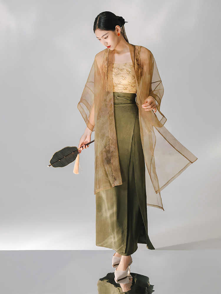 Summer Afternoon – Song Dynasty Inspired Three-Piece Modern Hanfu Skirt Set Chinese Style Outfit-05