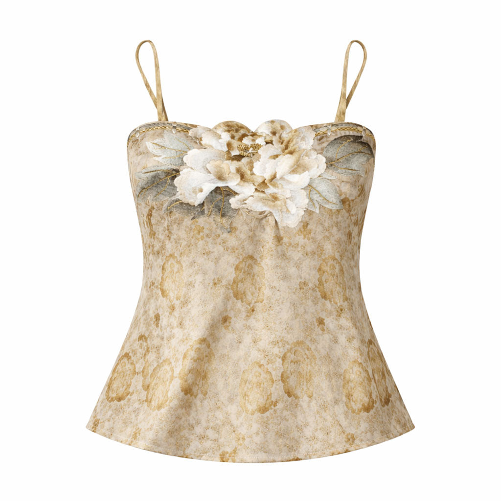 Chinese Style Delicate Peony Embroidered Camisole-04