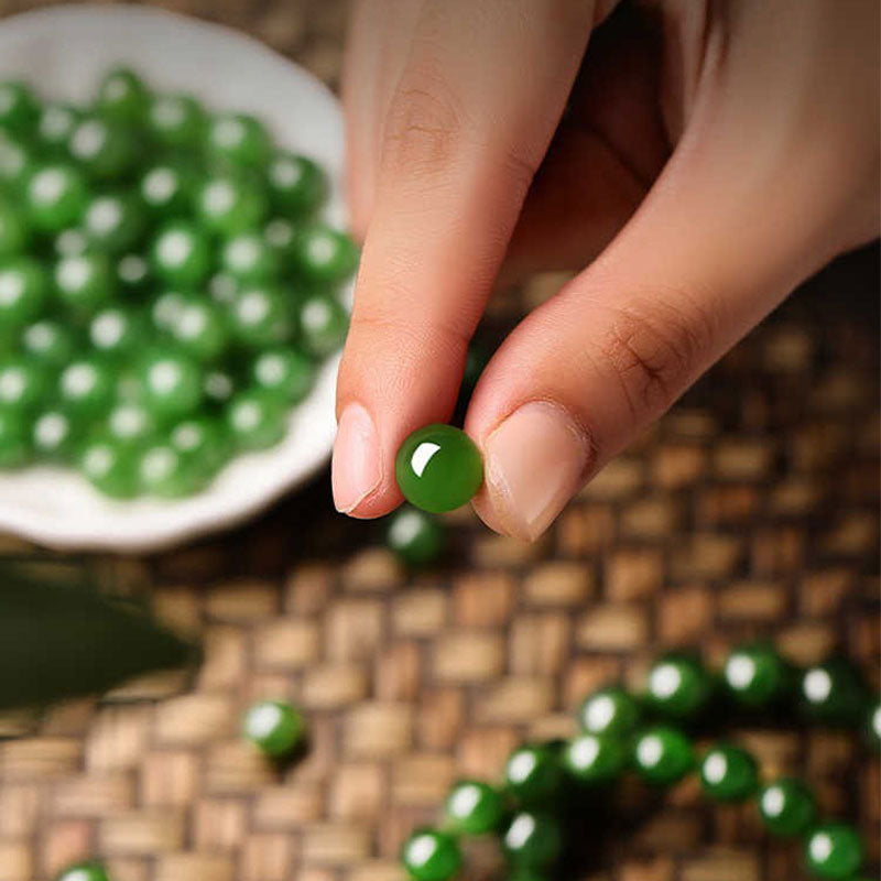Select-Grade Natural Hetian Jade Bead Bracelet-10