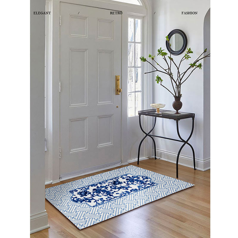 Chinese-inspired Vintage Blue & White Floral Carpet-09