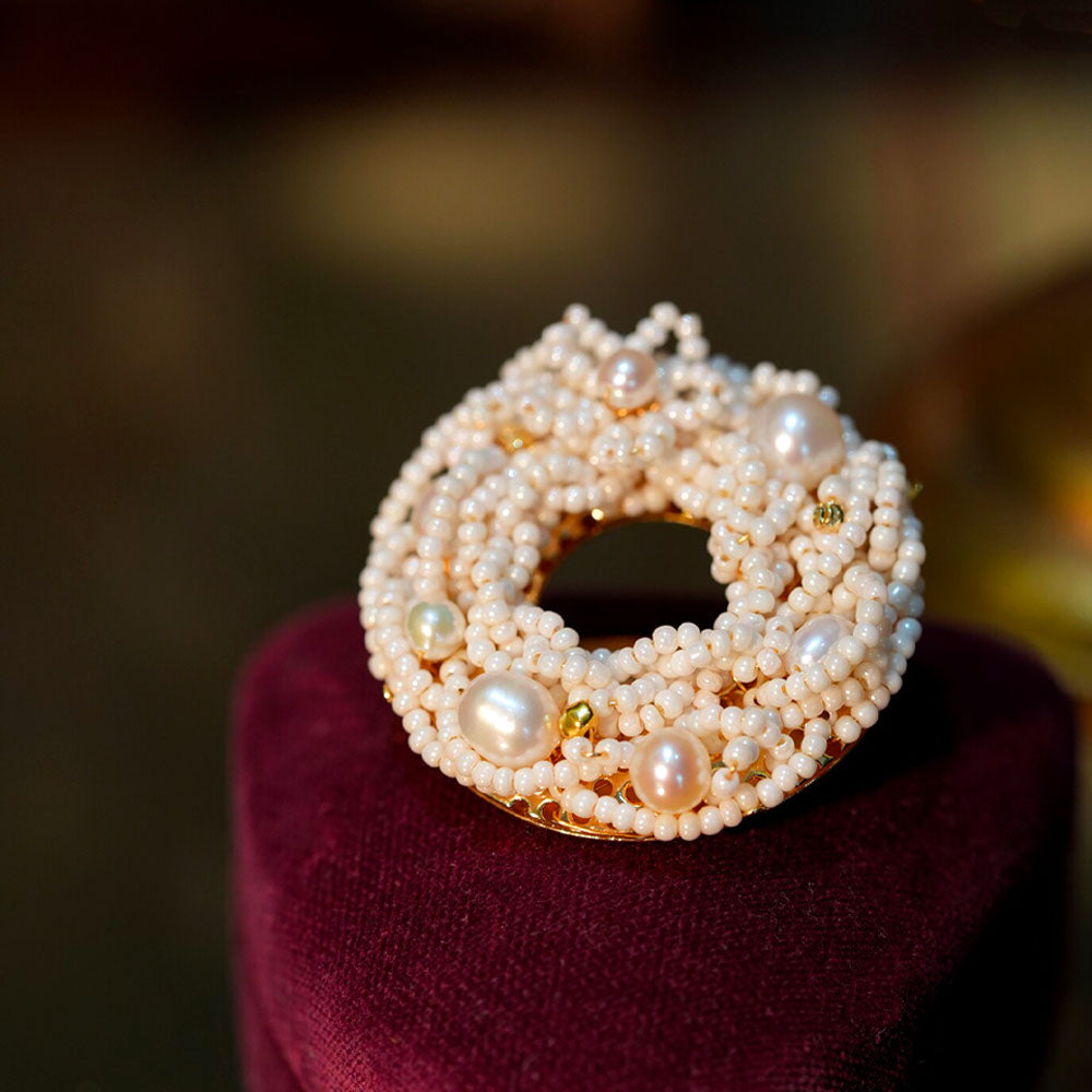 Vintage Pearl Bird’s Nest Brooch with Freshwater Pearls-03