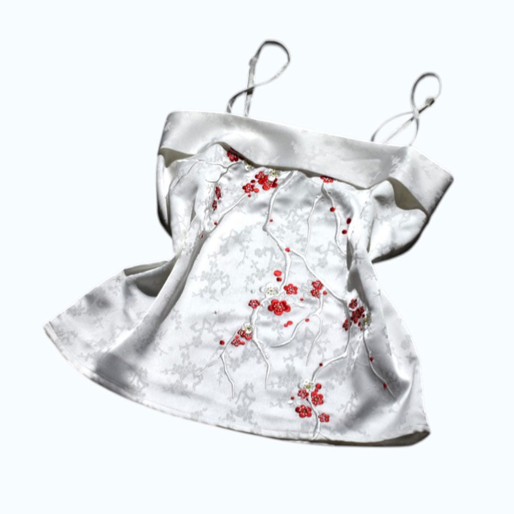 Vintage Plum Blossom Embroidered Camisole - Hanfu Inner Layer Top-06