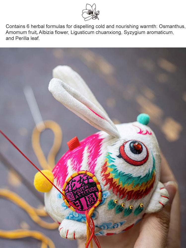 Adorable Bunny Osmanthus Scented Sachet Hand Embroidery Hanging Pendant Herbal Calming Blessing Bag Gift-07