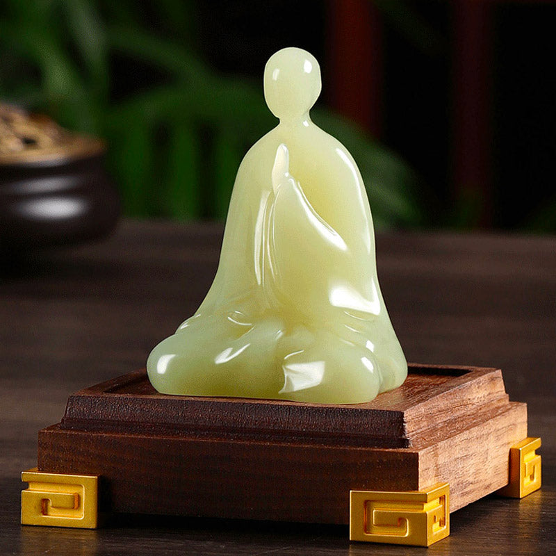 Natural Cyan Jade Formless Buddha Statue – Zen Miniature Art Piece-04