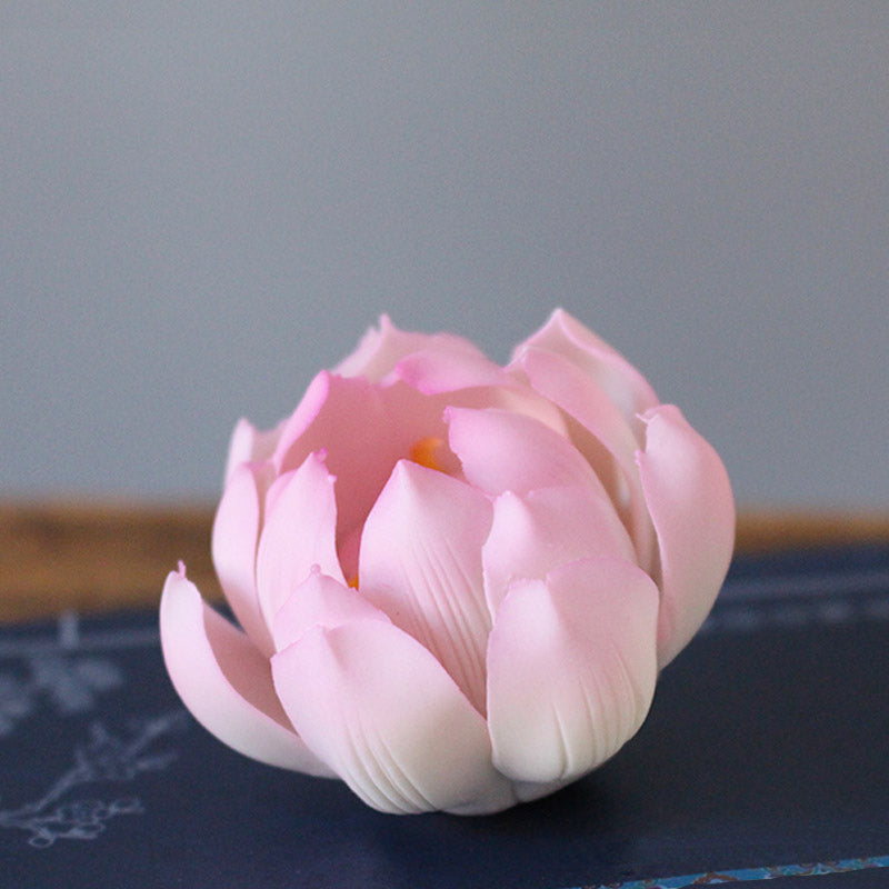 Handcrafted Pale Pink Ceramic Lotus Incense Burner and Holder-06