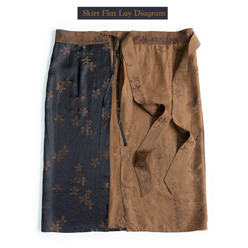 Exclusive Retro Chinese-style Silk Fragrant Cloud Gauze Midi Skirt Mulberry Silk Belted Pencil Skirt-06