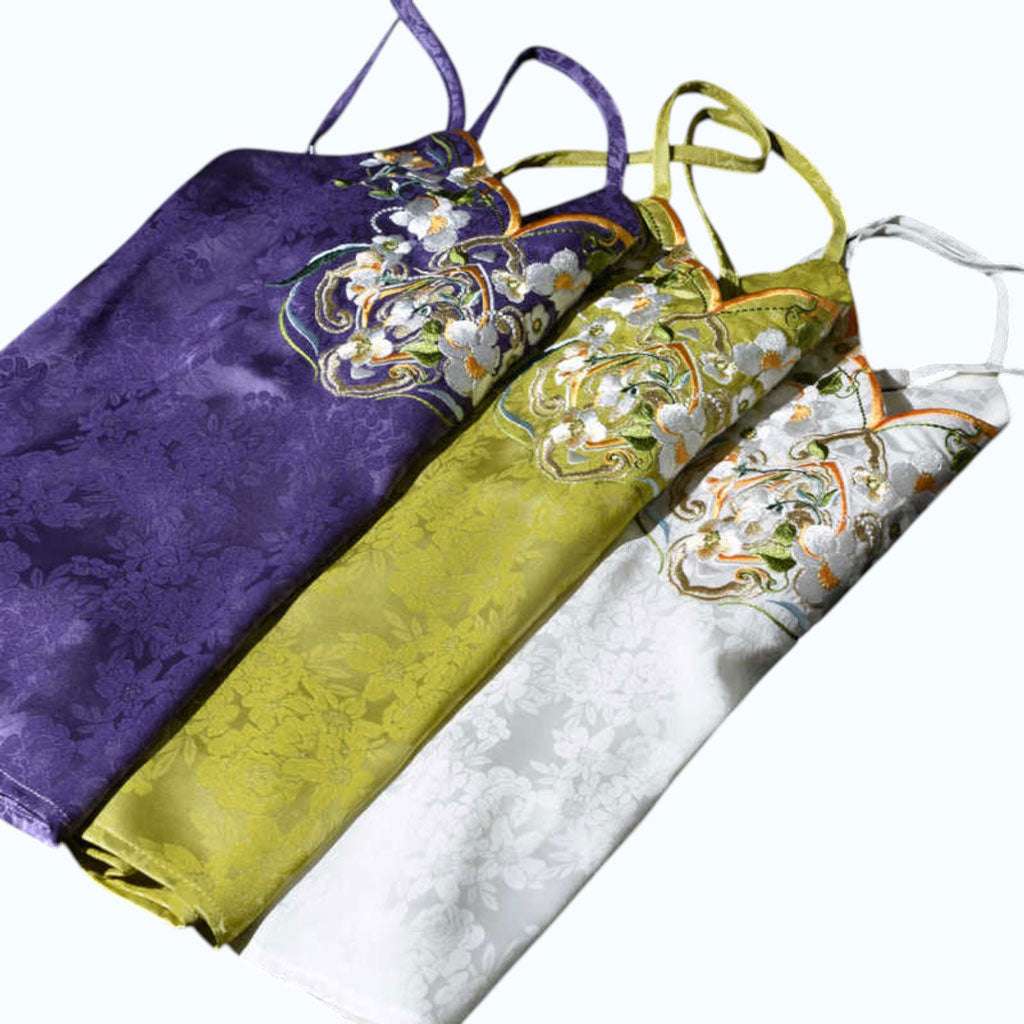 Chinese Style Jasmine Embroidered Hanfu Inner-Layer Camisole - Jacquard Satin-09