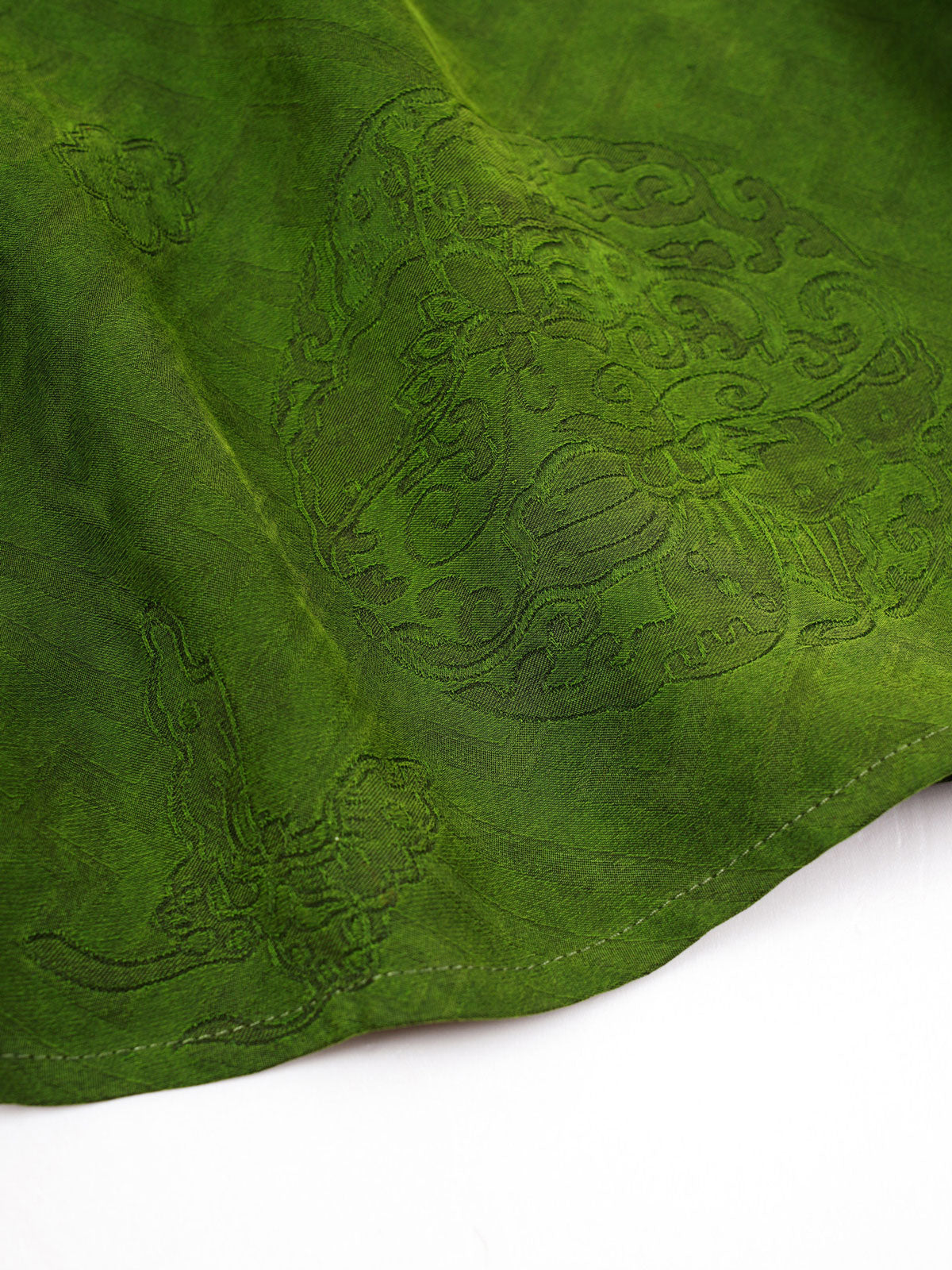 Antique Moss Green Mulberry Silk Chinese-Inspired Top-07