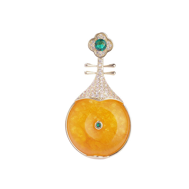 Chinese Classical Pipa Brooch with Cubic Zirconia Best Jewelry Gift-06