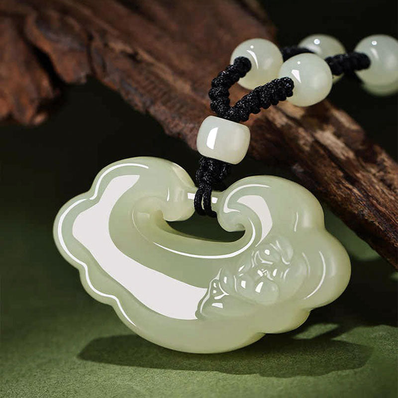 Hetian Jade Lotus Ruyi Lock Necklace-05