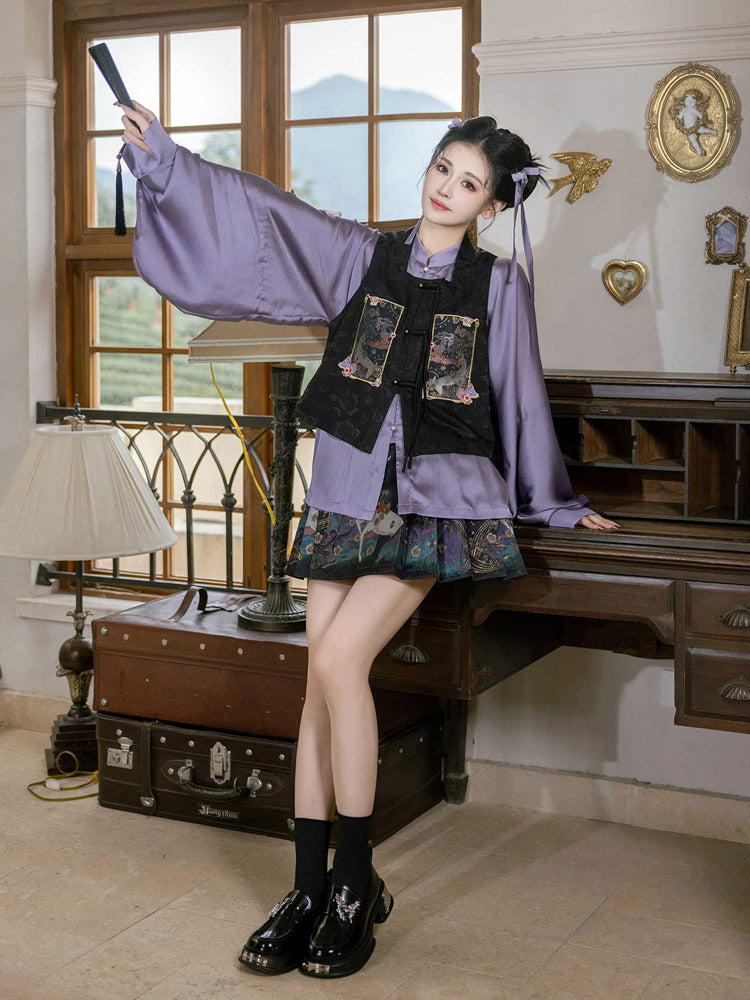 Nine-Colored Deer Inspired - Chic Mini Mamian Skirt Neo-Hanfu Skirt Set-03