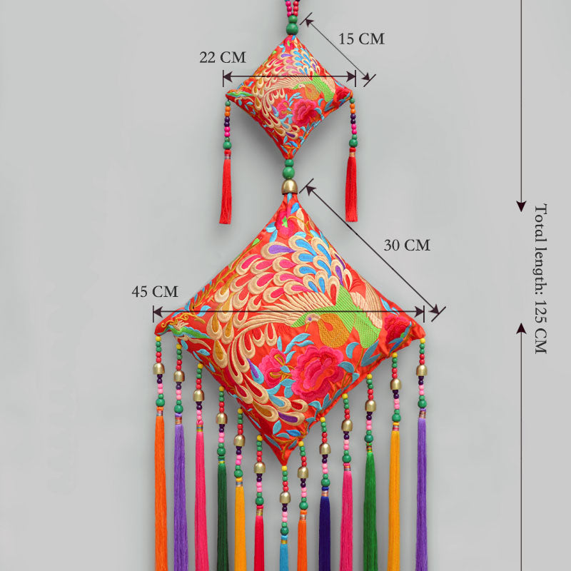 Handmade Embroidered Peacock Opening Screen Chinese Ethnic Style Embroidery Fabric Wall Hanging Decoration-05