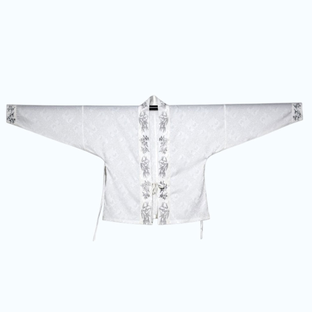 Snow Bamboo Plum Embroidered Song-Style Jiaoling Hanfu Shirt-05