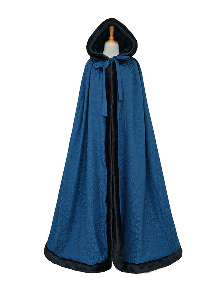 Classic Chinese Cloud & Floral Jacquard Long Cloak Cape
