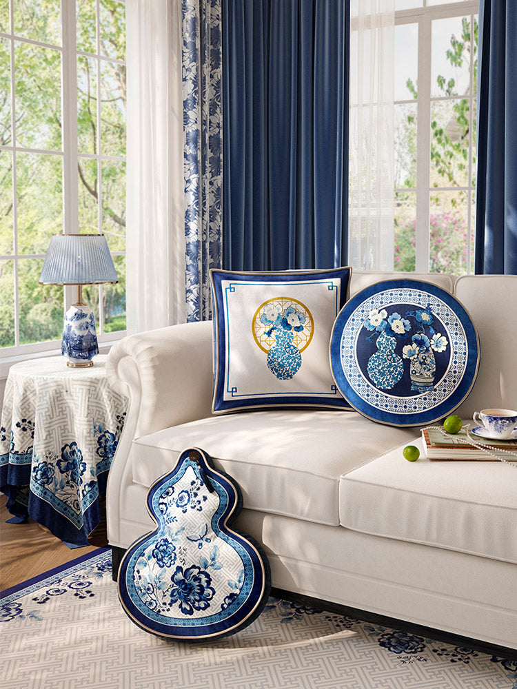 Chinese Classic Luxury Blue and White Cushion Series Double-Sided Printed Gourd/Round/Square Cushion Pillows Home Decor-05