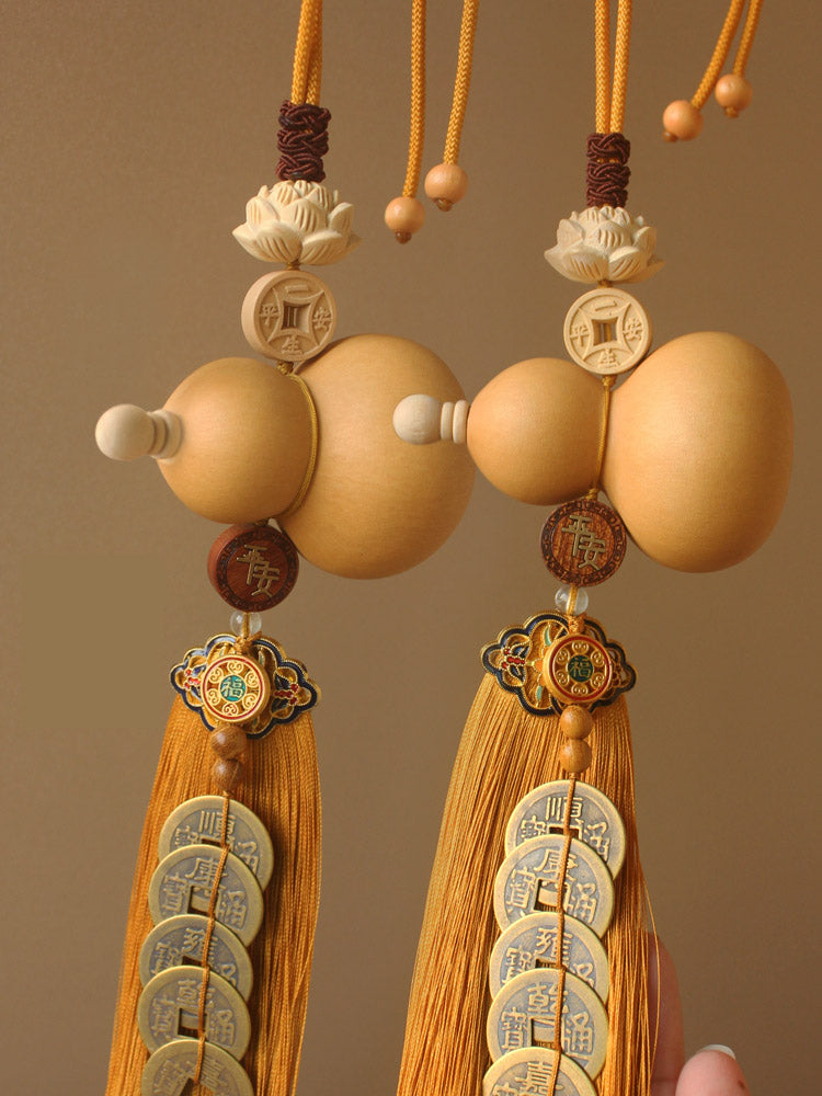 Brass Five Emperors' Coins Gourd Feng Shui Wall Hanging Art Spiritual Gift Living Room Bedroom Feng Shui Decor-06