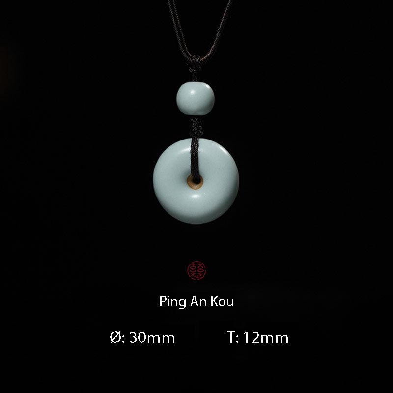 Jingdezhen Ru Kiln Peace Knot Pendant Necklace – A Thoughtful Birthday Gift for Mom or Wife-07