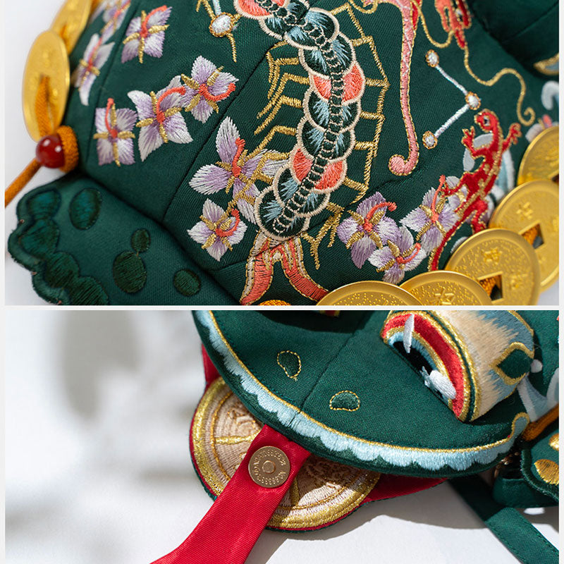 Golden Money Toad Embroidered Crossbody Phone Bag - Turquoise Green-06