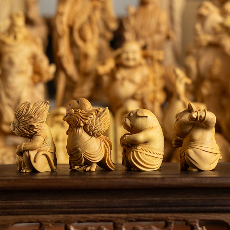Boxwood Zodiac Animal Carvings – Chinese-style Collectible Art & Birthday Gift-07
