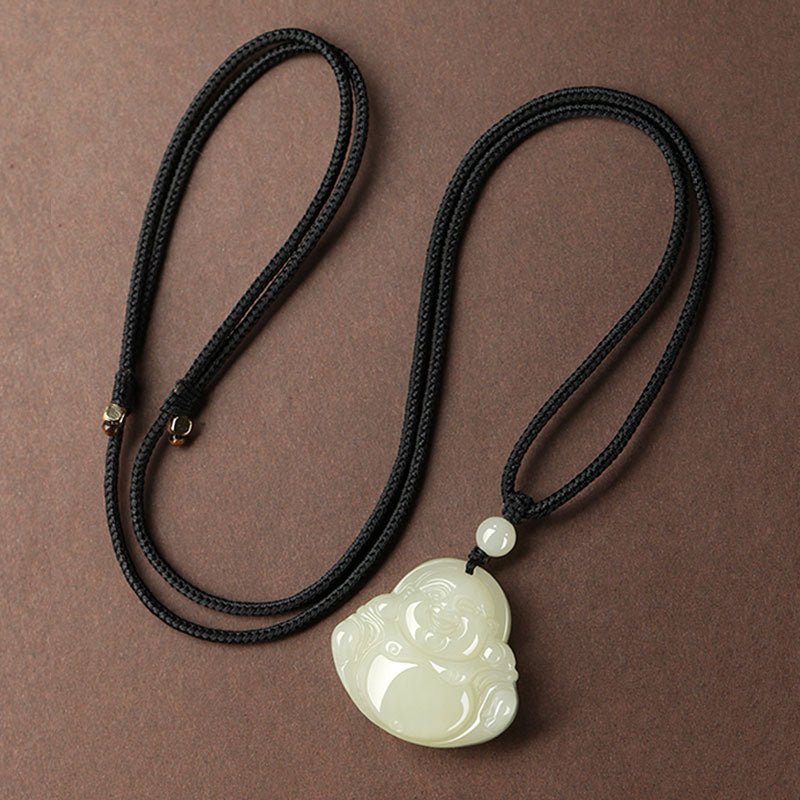 Natural Hetian Jade Maitreya Buddha Gemstone Pendant for Women-08