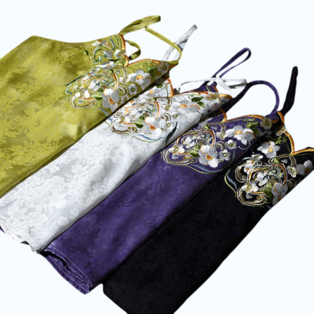 Chinese Style Jasmine Embroidered Hanfu Inner-Layer Camisole - Jacquard Satin-07