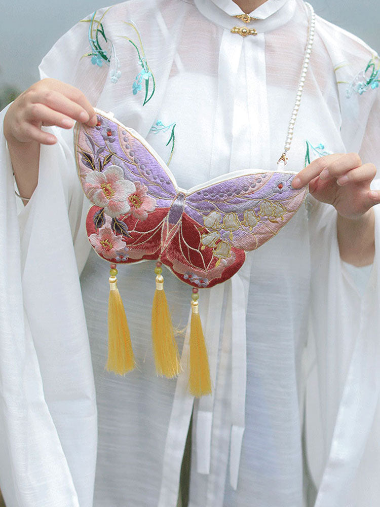 Butterfly & Floral Double-Sided Embroidered Phone Bag with Tassel-03