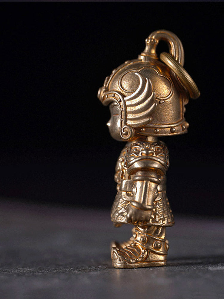 Ancient Chinese Armor Warrior Pure Brass Desktop Ornament - Creative Gift for Boys-07